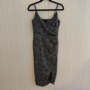 Black & White Midi Wrap Dress